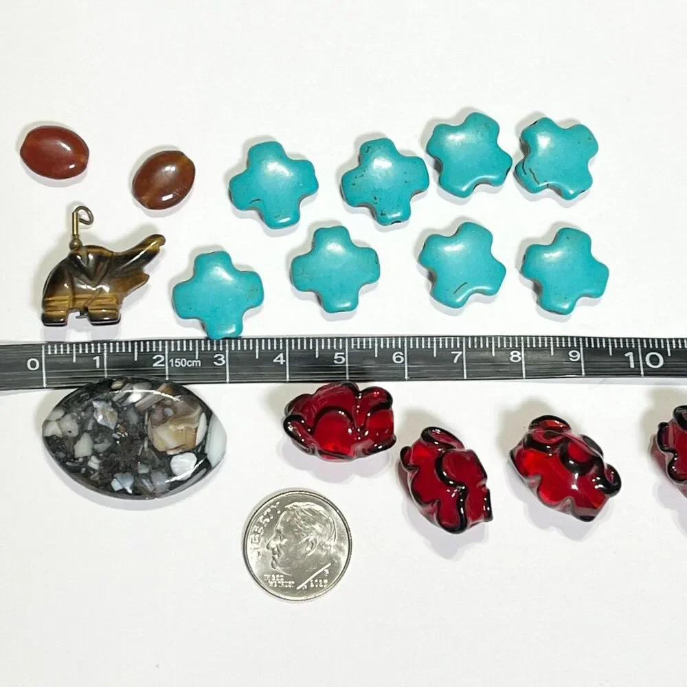 VTG - Now Lot Colorful Beads Glass Metal Stone Eclectic Variety Jewelry Making